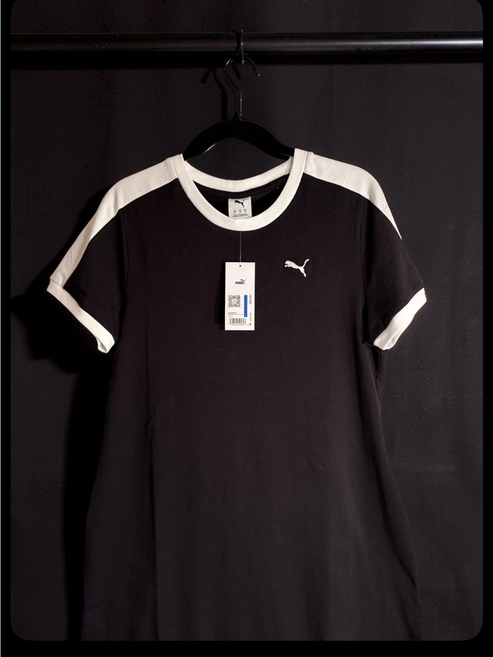 Puma Black Maxi Dress with White Trim and Slit on One Side - Picture 3 of 8